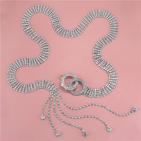 Crystal Belts for Women Rhinestone Waistband Belt for Dress Sparkle main image 4